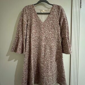 Anthropologie Maeve Red and White Long Sleeve Dress